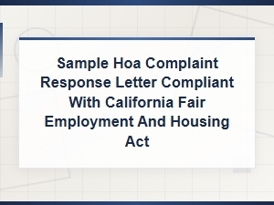 California Fair Housing Compliant Hoa Response Letter