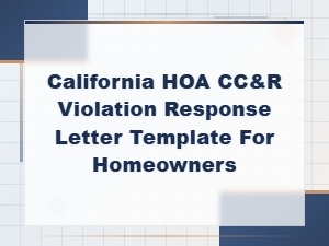 California Hoa Cc&r Violation Response Letter Template for Homeowners