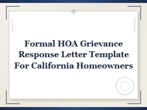 California Hoa Grievance Response Letter Template