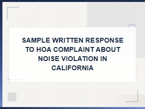 Sample Response to Hoa Noise Violation Letter in California