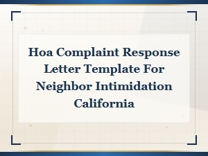 Hoa Complaint Response Letter for Neighbor Intimidation
