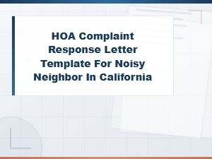 Hoa Noise Complaint Response Letter Template (california)