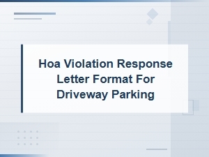Hoa Driveway Parking Violation Response Letter Template